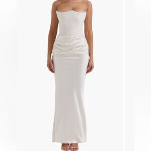 House of CB Strapless White Maxi Dress